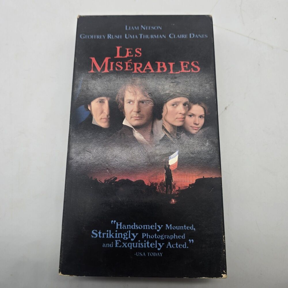 Les Miserables VHS VCR Video Tape Used Liam Neeson Uma Thurman Claire Danes